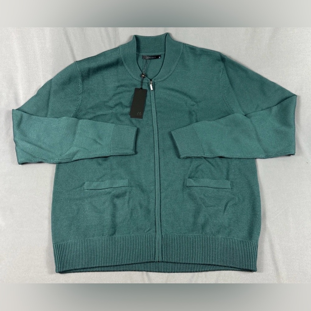 Greyson Sweater Sagaponack Full Zip XL Forest Green Wool